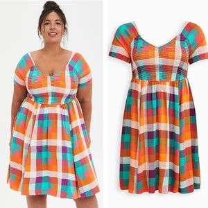 Torrid Mini Challis Smocked Skater Dress